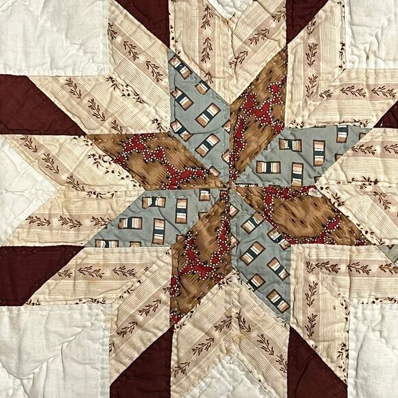 Antique Handmade Star Quilt 88 x 82 - Picture 5 of 8